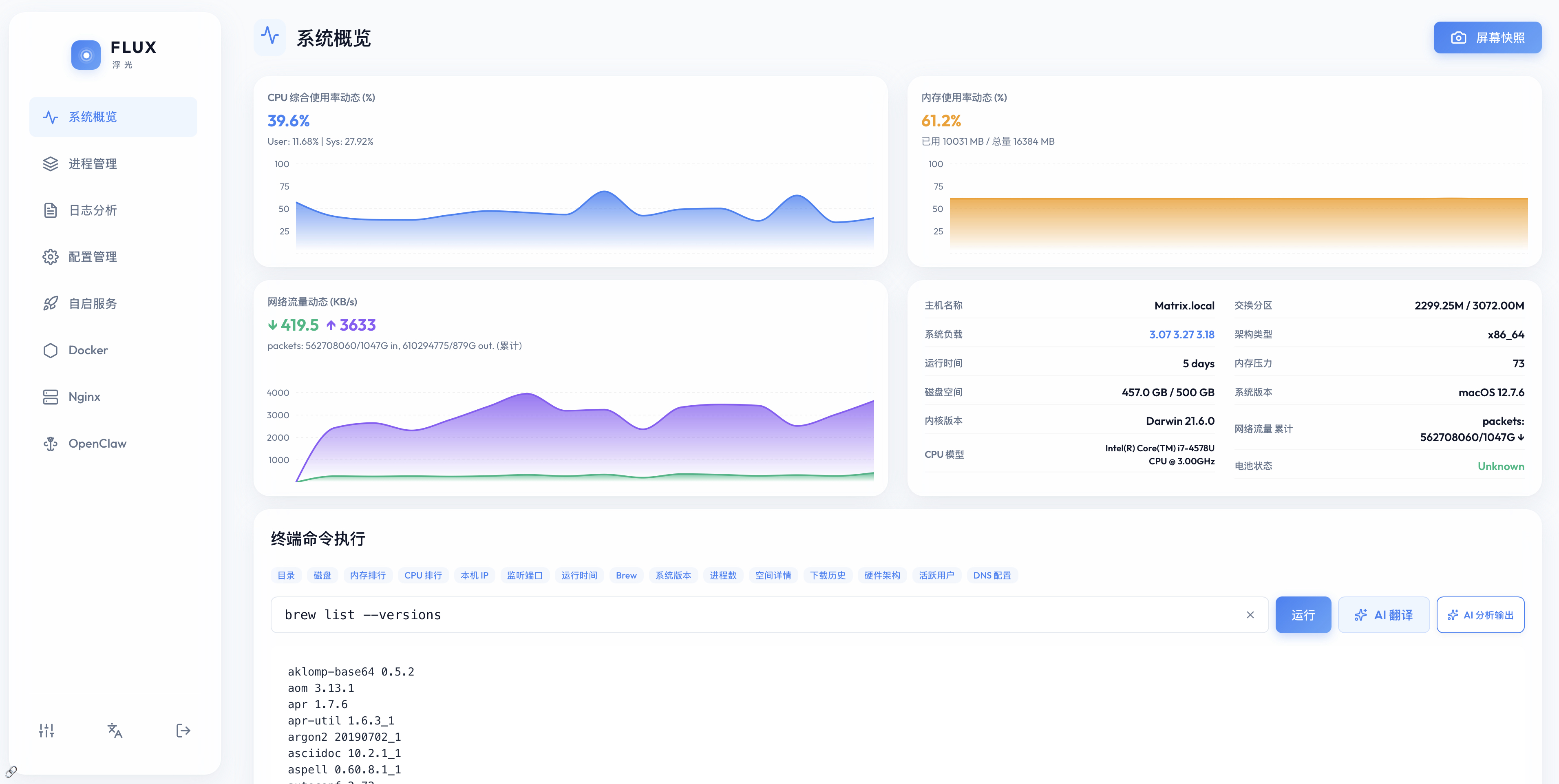 Flux Dashboard